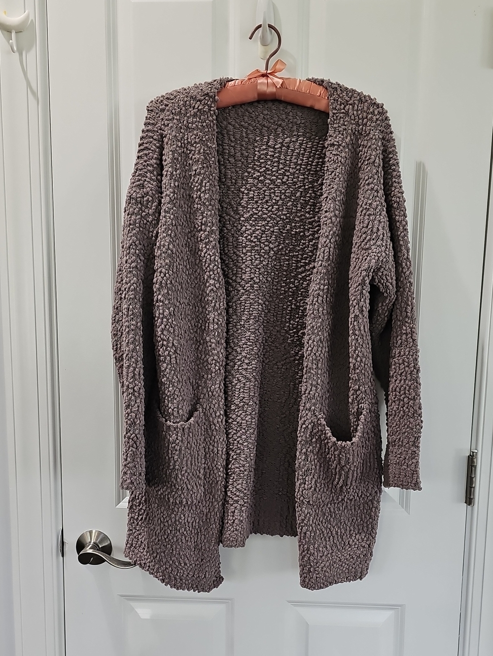 Vesti Plush Open-Front Cardigan - Taupe Gray
